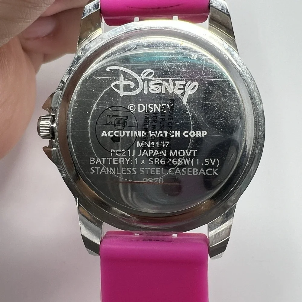 Minnie Mouse Accutime Girls Analog Watch Pink Silicone Band Time Learning Disney